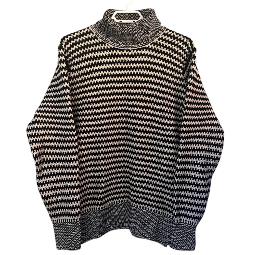 Paul Smith Merino Cashmere Turtleneck Sweater Unisex Size Small Cream Black
